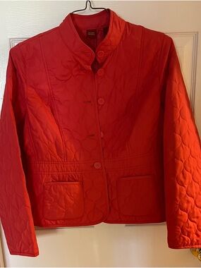 Valerie Stevens Bright Red Quilted Button Jacket